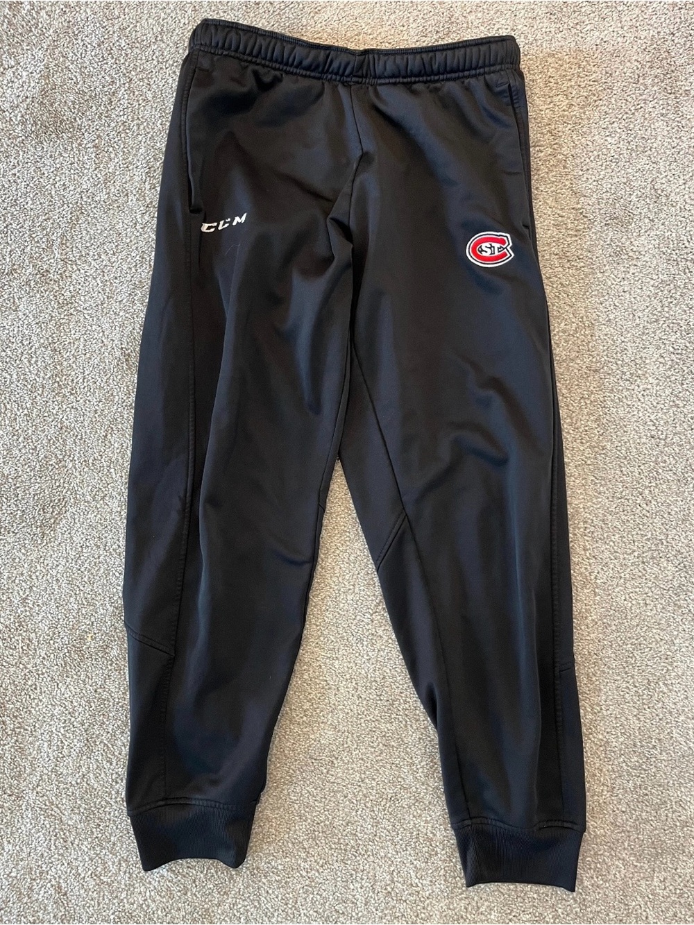 St. Cloud State Hockey CCM Black Athletic Joggers with Logo Patch